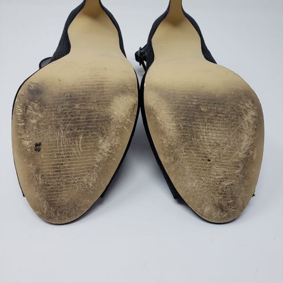 Shoemint Black Snakeskin Stiletto Open Toe Heeled Sandals Women's Size 6 - Picture 9 of 12